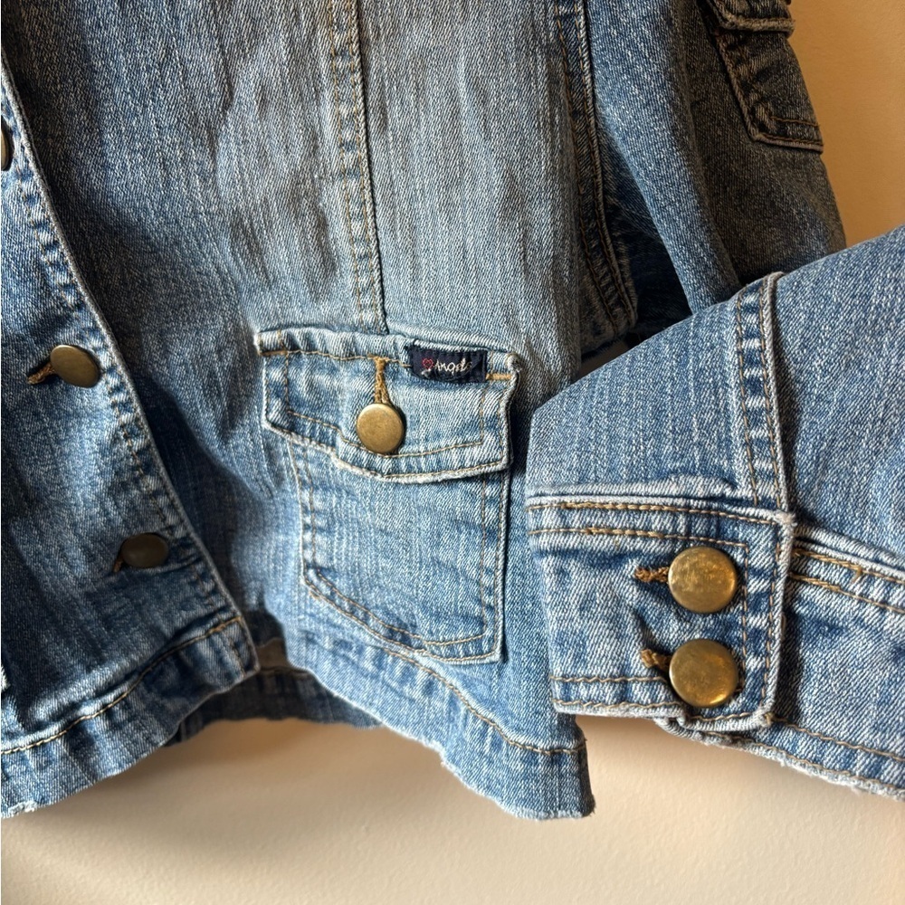 Angels Light Blue Cropped Jean Jacket - Picture 2 of 9